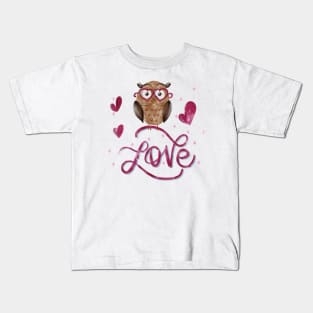 Cute valentine's day owl Kids T-Shirt